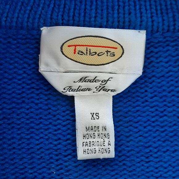 Vintage 90s Cashmere Merino Wool Blue Cardigan Sweater Toggle Royal Blue Sz XS - Picture 6 of 10